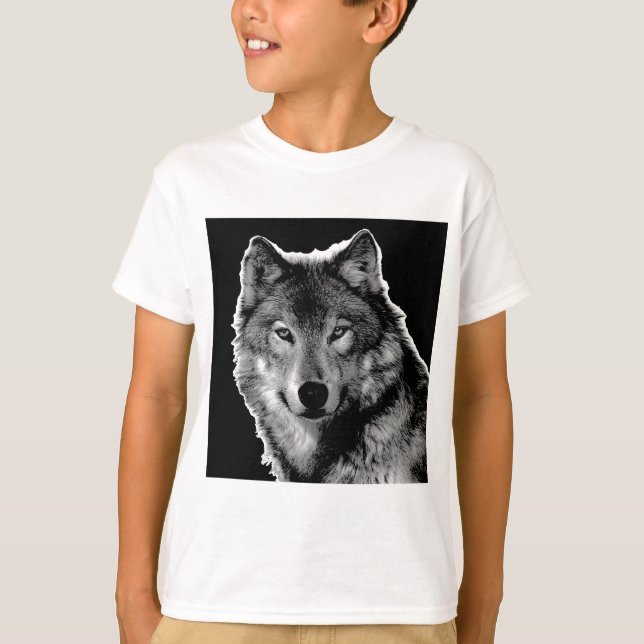 Black & White Wolf Artwork T-Shirt (Front)