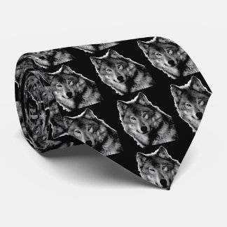 Black & White Wolf Artwork Tie