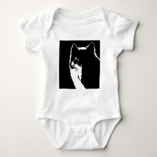 Black & White Wolf Baby Bodysuit