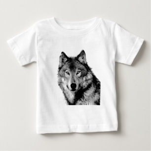 Black & White Wolf Baby T-Shirt