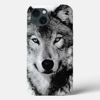 Black & White Wolf iPhone 13 Case
