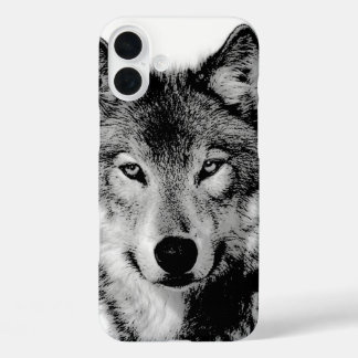 Black & White Wolf iPhone 16 Plus Case