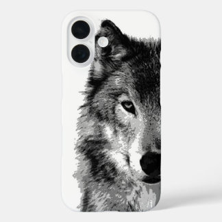 Black & White Wolf iPhone 16 Case