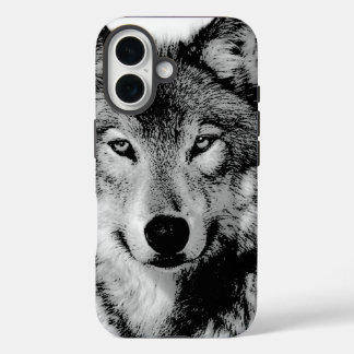 Black & White Wolf iPhone 16 Case