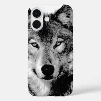 Black & White Wolf iPhone 16 Case