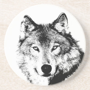 Black & White Wolf Coaster