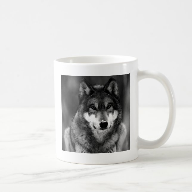 Black & White Wolf Coffee Mug (Right)