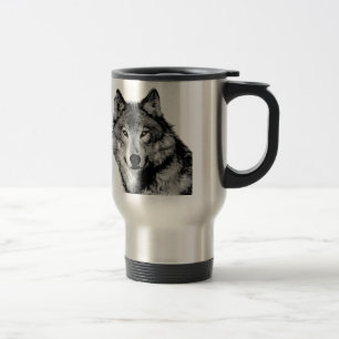 Black & White Wolf Coffee / Travel Mug