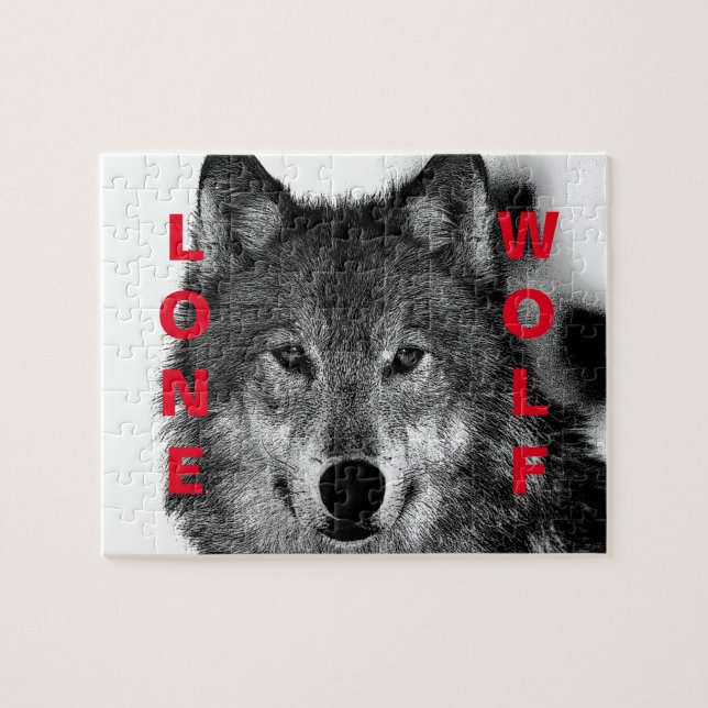 Black & White Wolf Eye Artwork Jigsaw Puzzle (Horizontal)