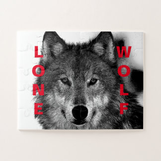 Black & White Wolf Eye Artwork Jigsaw Puzzle