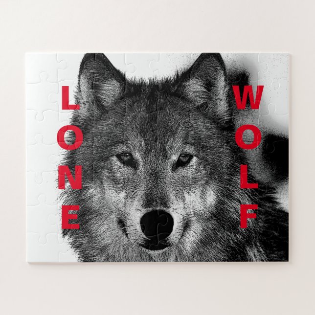 Black & White Wolf Eye Artwork Jigsaw Puzzle (Horizontal)