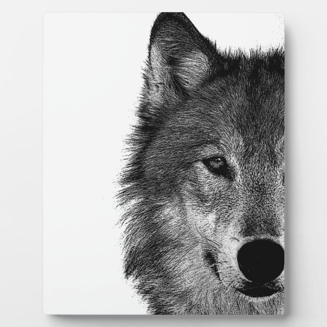 Black & White Wolf Eye Artwork Plaque (Front)