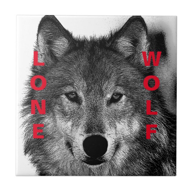 Black & White Wolf Eye Artwork Tile (Front)