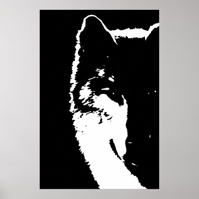 Black & White Wolf Eye Pop Art Poster (Front)