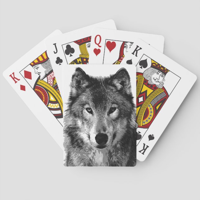 Black & White Wolf Eyes Playing Cards (Back)