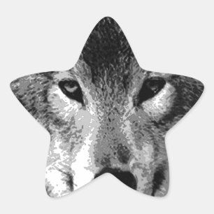 Black & White Wolf Eyes Star Sticker