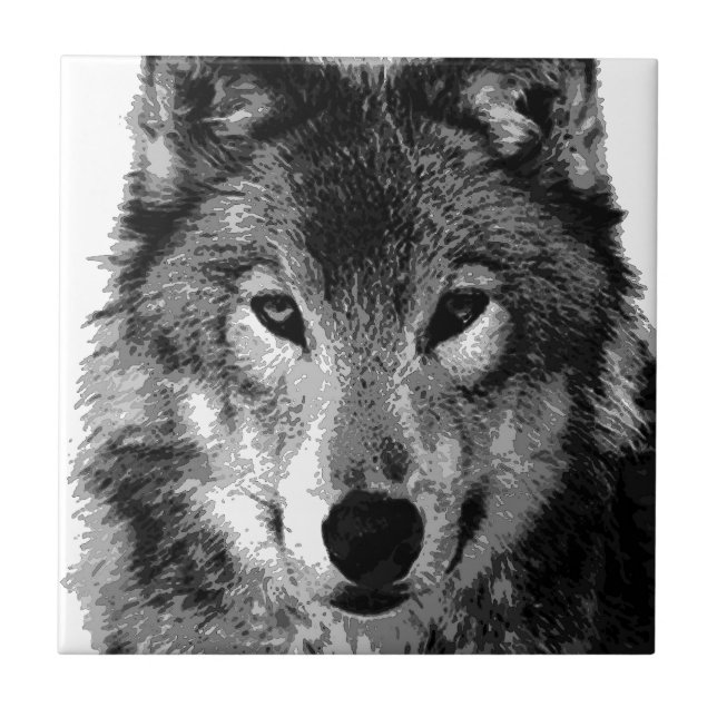 Black & White Wolf Eyes Tile (Front)