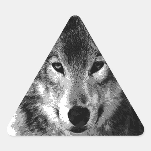 Black & White Wolf Eyes Triangle Sticker (Front)