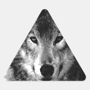 Black & White Wolf Eyes Triangle Sticker