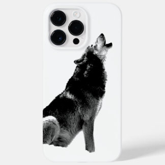 Black & White Wolf Howling at Moon Case-Mate iPhone 14 Pro Max Case