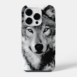 Black & White Wolf iPhone 14 Pro Case