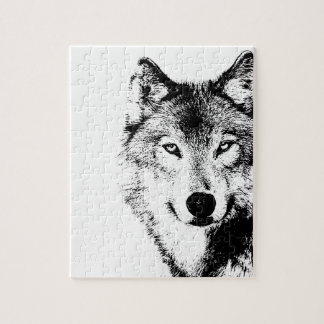 Black & White Wolf Jigsaw Puzzle