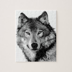 Black & White Wolf Jigsaw Puzzle