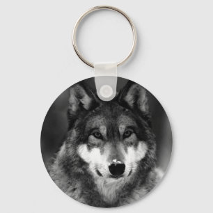 Black & White Wolf Key Ring