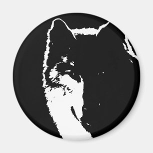 Black & White Wolf Magnet