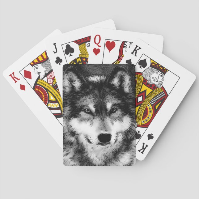 Black & White Wolf Playing Cards (Back)