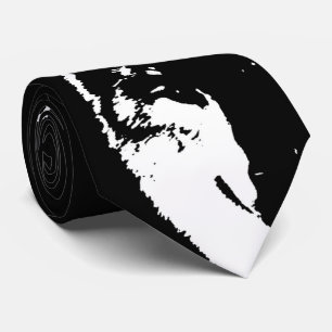 Black & White Wolf Pop Art Tie