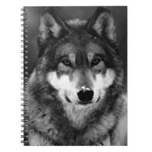 Black & White Wolf Portrait Notebook
