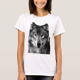 Black & White Wolf Portrait T-Shirt