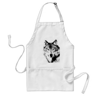 Black & White Wolf Standard Apron