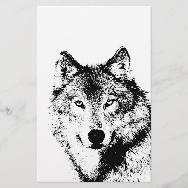 Black & White Wolf Stationery (Front)