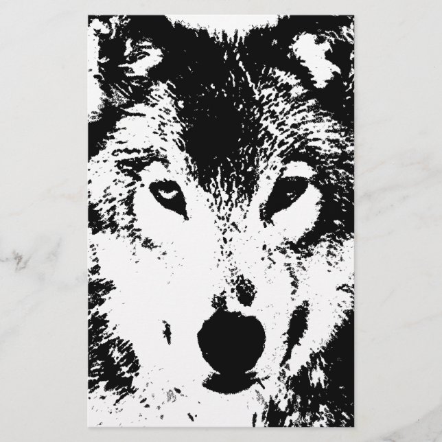 Black & White Wolf Stationery (Front)