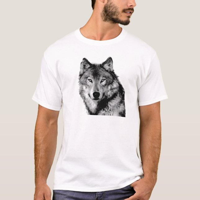 Black & White Wolf T-Shirt (Front)