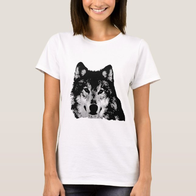 Black & White Wolf T-Shirt (Front)