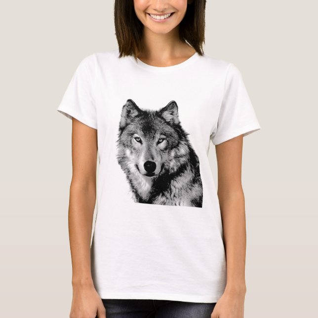 Black & White Wolf T-Shirt (Front)