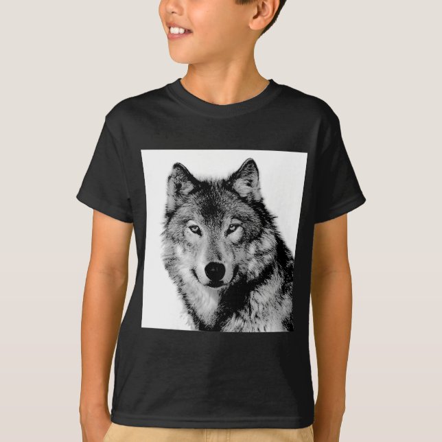 Black & White Wolf T-Shirt (Front)