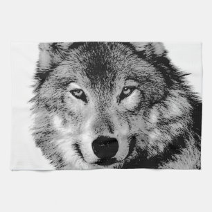 Black & White Wolf Tea Towel