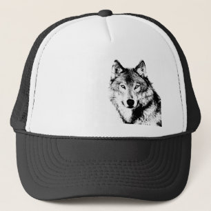 Black & White Wolf Trucker Hat