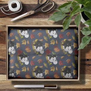 Black White Wolves Moonlight Autumn Leaves Tissue Paper