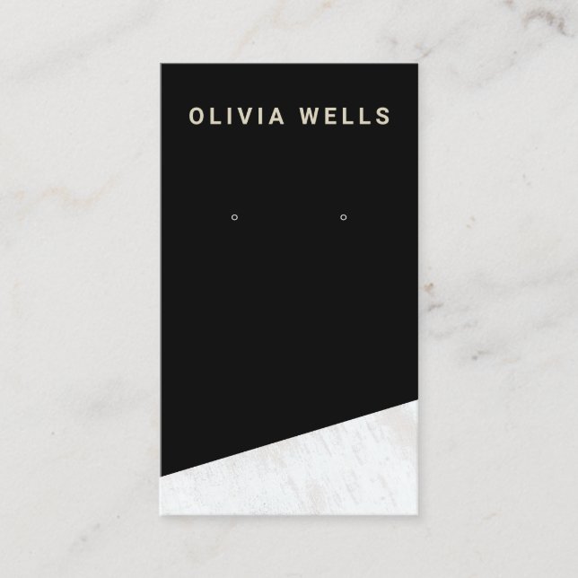  BlacK White Wood Earring Display Holder  Business Card (Front)