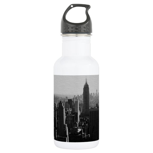 Black & White Wood Effect NYC 532 Ml Water Bottle (Front)