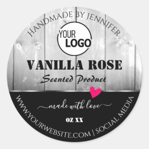 Black White Wood Grain Product Labels Heart Logo