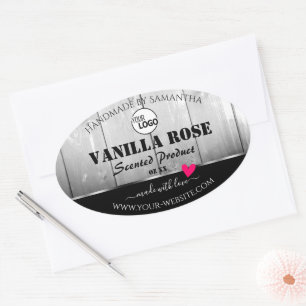 Black White Wood Grain Product Labels Heart Logo