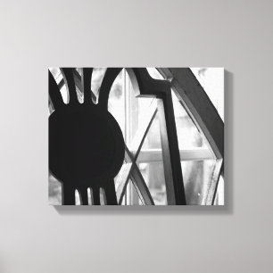 Black & White Wooden Chair in Cabin Window 11x14 Canvas Print