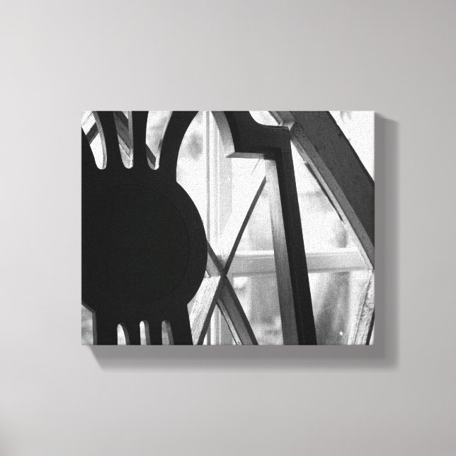 Black & White Wooden Chair in Cabin Window 8x10 Canvas Print (Front)