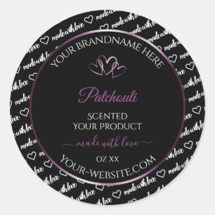 Black White Word Art Product Labels Purple Hearts